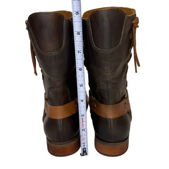Latigo Women's Thistle Leather Boots Lace Up Harness Buckle Brown Size 7M - Picture 11 of 16